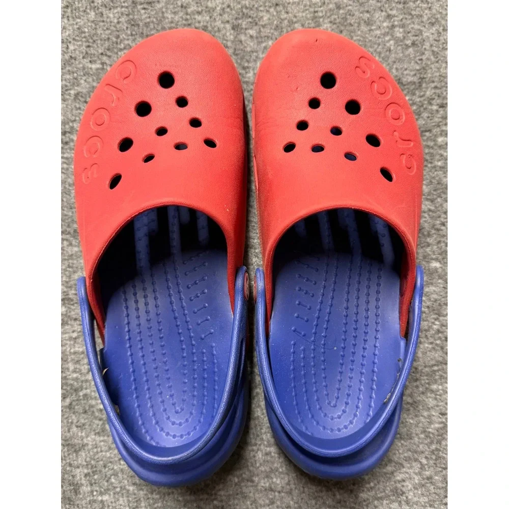 Crocs Kids Classic Clogs Red Blue Two Tone J3 Slip On Water Shoes